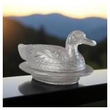 Vintage Westmoreland Clear Glass Large Duck on