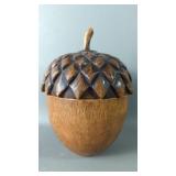 Hand Carved Wooden Acorn Container / Box - Rustic