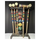 Vintage Forster Croquet Set 5 Mallets w Stand, 6