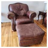 Ashley Leather Armchair & Ottoman