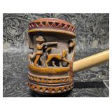 Artisan Carved Smoking Pipe with Fox Hunting