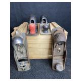 4 BLOCK PLANES IN WOODEN BOX