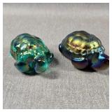 Pair of Robert Held Art Glass Turtles, Signed