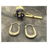 14K Y Gold OR Earrings .6g & 10K Tie Tack Pin 3.5g
