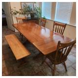 Vtg Ethan Allen Solid Maple Trestle Dining Table