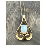 14K Yellow Gold Opal Pendant & 14K Chain 2.5g
