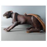 Large Hard Wood & Ivory ? Puma Sculpture