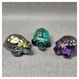 Purple, Green & Gold Robert Held Art Glass Turtles