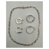 925 Braided Herringbone Necklace 7.3g & Two 925