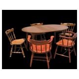 Vtg Maple Table w/ Leaves & Five Chairs