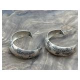 Signed HC 925 Navajo Sterling Silver Earrings