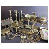 Large Lot of Brass Vintage Chinese Tea Caddy +