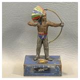 Vintage Indian Chief w/ Bow Match Box Holder ,