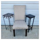 High Back Chair & 2 Plant Stands