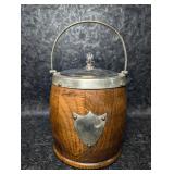 Antique English Oak Biscuit Barrel Humidor With
