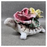 Capodimonte Porcelain Rose Flower Turtle