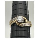 10K Yellow Gold CZ Stones Wedding Set Rings