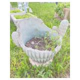 CONCRETE SHELL PLANTER W/ CACTUS