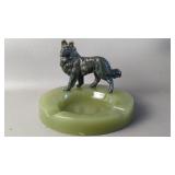 Vintage Dark Jade Colored Glass Cigar Astray with