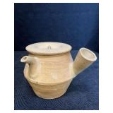 POTTERY TEA POT W/ HANDEL & LID