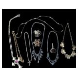 Vintage Costume Jewelry Lot, Rhinestone
