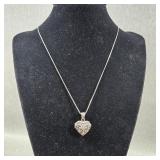 Sterling Silver Heart Locket Necklace, 29in