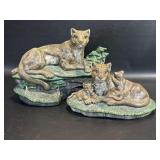 Vintage Mountain Lion Family Ceramic Cougars