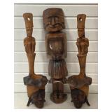 VINTAGE PAIR INDONESIAN HAND CARVED WOOD WATER