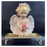 Pottery Angel on Metal Stand