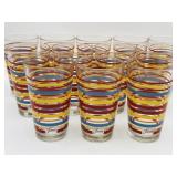 12 Fiesta Striped Glasses, Fiestaware Tumblers,