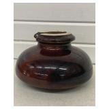 VINTAGE BROWN GLAZED CERAMIC ELECTRIC INSULATOR