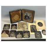 12 Antique Tin Type Photos of Children, 1 In Case