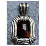 925 Pendant w/ Amber/ Brownish Stone
