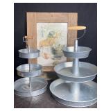 PAIR GALVANIZED 3-TIERED SERVERS W/ REPO IVORY
