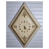 Art Nouveau Style Diamond Shaped Wall Clock Wood
