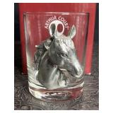 VINTAGE NIB ARTHUR COURT PEWTER HORSE HEAD GLASS