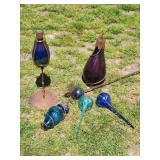 Vtg Blown Glass Garden Decor Lamp Etc