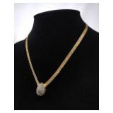 Sterling Silver & Diamonf Necklace Gold Plated