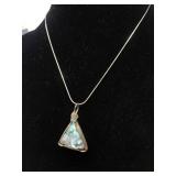 Sterling Necklace With Stone Pendant Cabochon