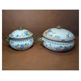 Vintage M Kamenstein Enamel Cookware Pots  Floral