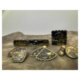 Japanese Damascene Cufflinks & Tie Clip