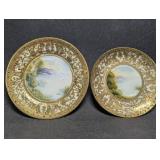 Nippon Hand Painted Landscape Moriage Small Plate