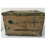 Primitive Wood Box w Chippy Green Paint Vintage