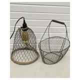 CHICKEN WIRE HANGING LIGHT FIXTURE & CHICKEN WIRE