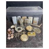 CONTENTS OF OLD BOX POCKET WATCHES,  LIGHTERS,