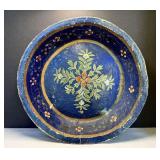 Older Folk Art Hand Painted Paper Mache Bowl,