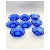 8 VINTAGE HAZEL-ATLAS BLUE DEPRESSION GLASS BOWLS