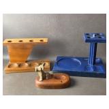 Vtg Scottie Dog Walnut Smoke Stand & Others