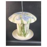 Hand Painted Pottery Bird Feeder Iris