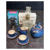 MINIATURES NOS COVERED WAGON OIL LAMP, FAN PENCIL
